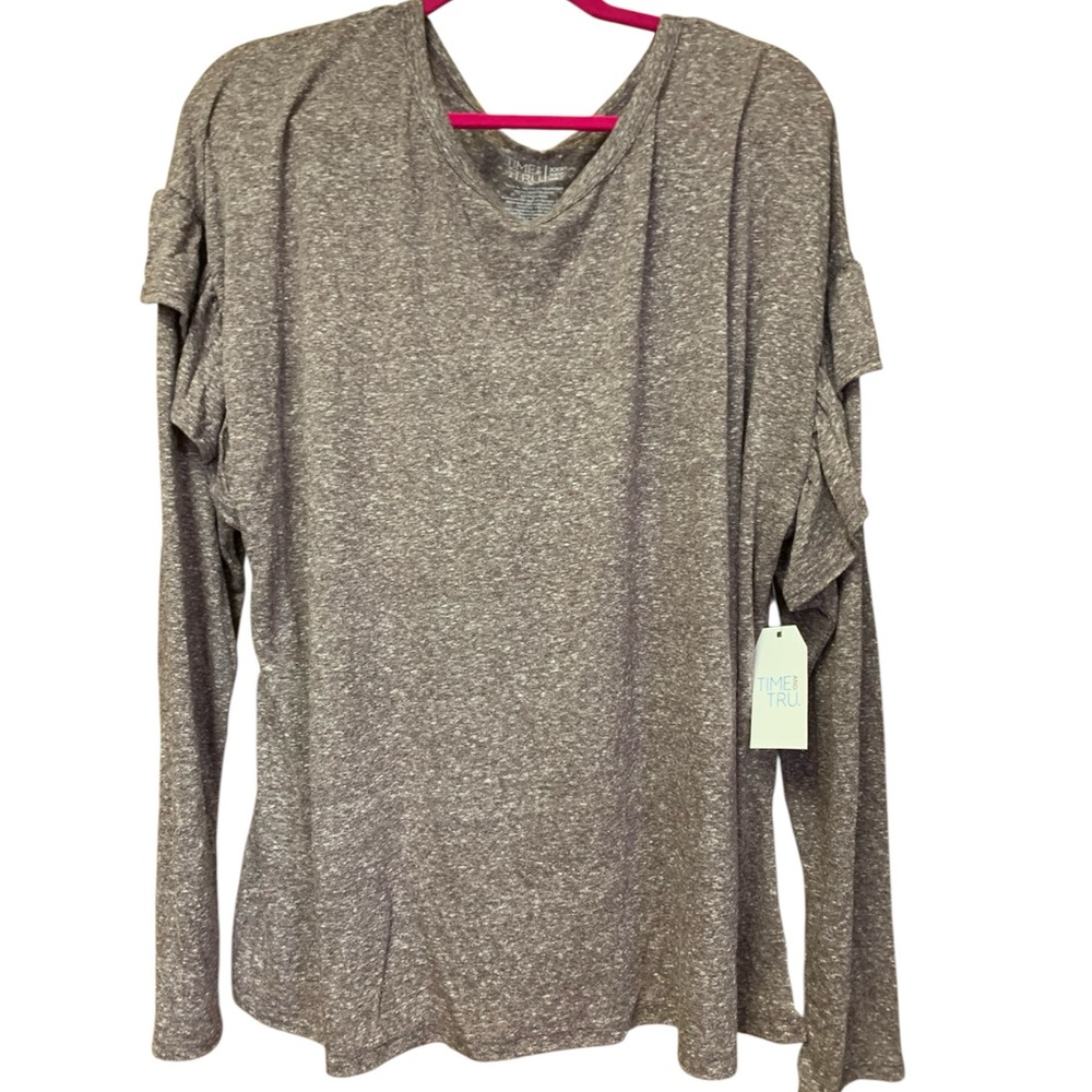 Time and Tru Women's Heathered Long Sleeve Sweater